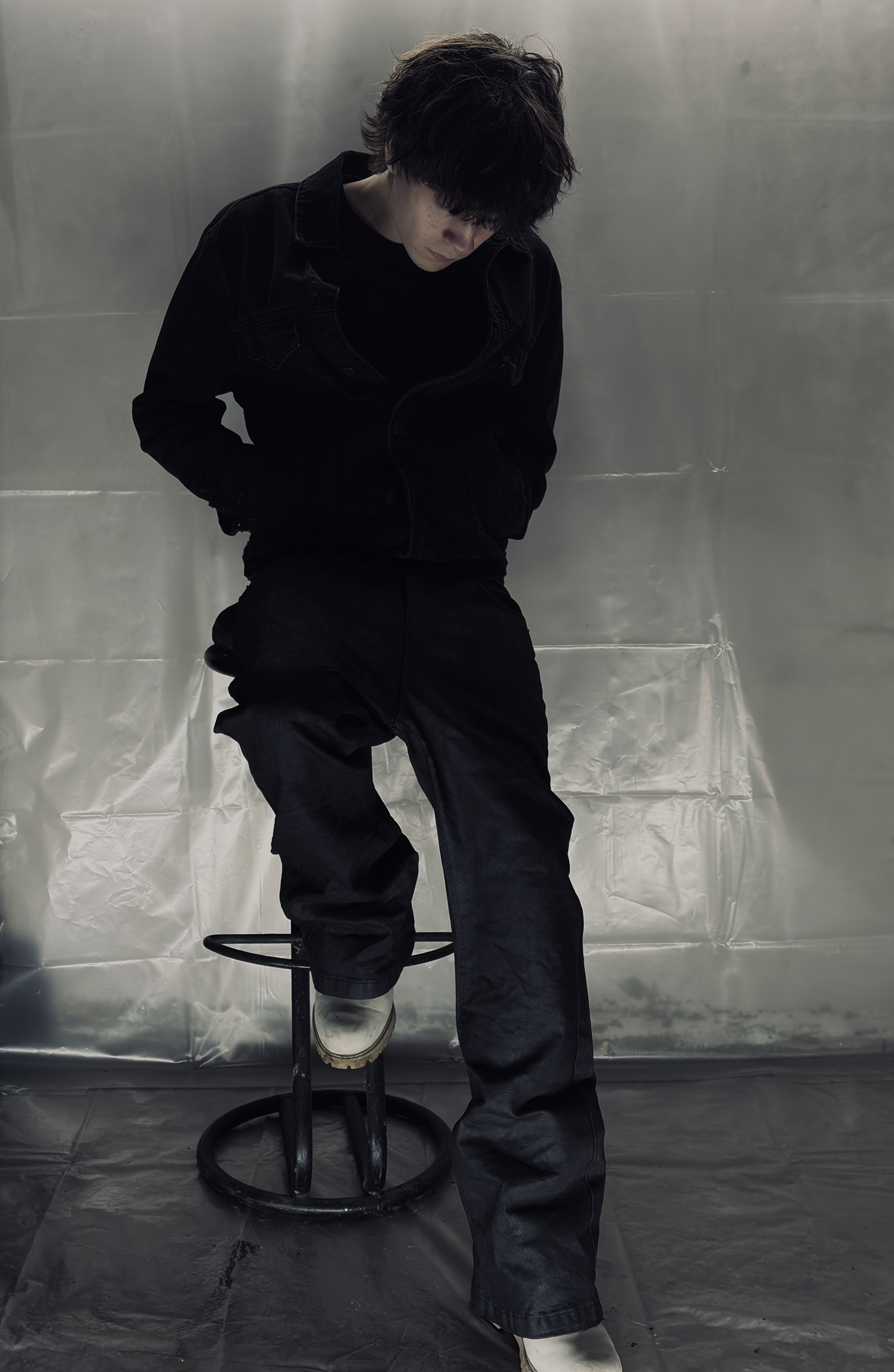 Full Black Waxed Jeans